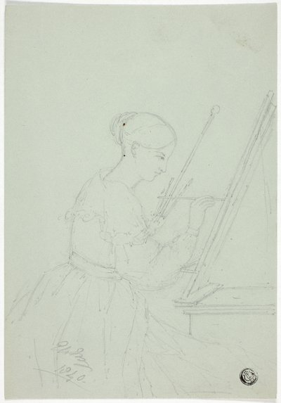 Young Woman Painting (possibly a Self Portrait) by Elizabeth Murray