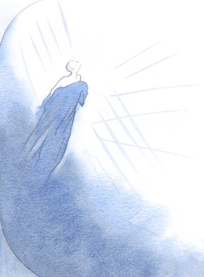 A departed soul (a good person) emerged from a thin cocoon of self-love, and was all the while speeding towards Heaven