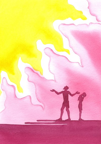 Adam and Eve are cast out of Paradise by Elizabeth Wang