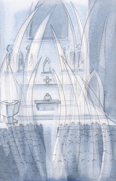 Angels Worship with Us at Holy Mass, Bowing Before the One Who Died and Rose Again by Elizabeth Wang