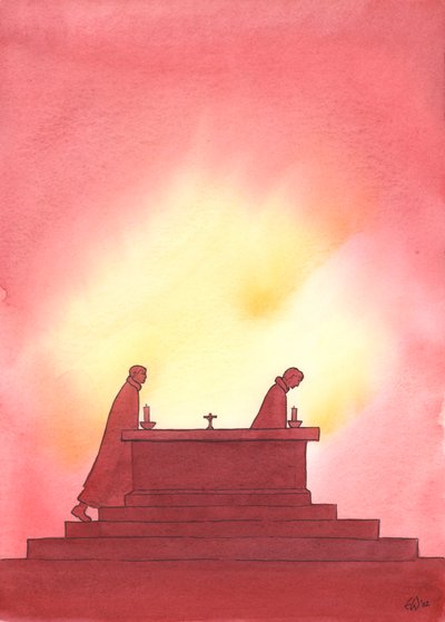 As the years pass, one priest leaves the altar and another follows in his footsteps to offer the Holy Sacrifice by Elizabeth Wang