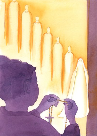 As we pray the Rosary, the Saints join in the first half of the 