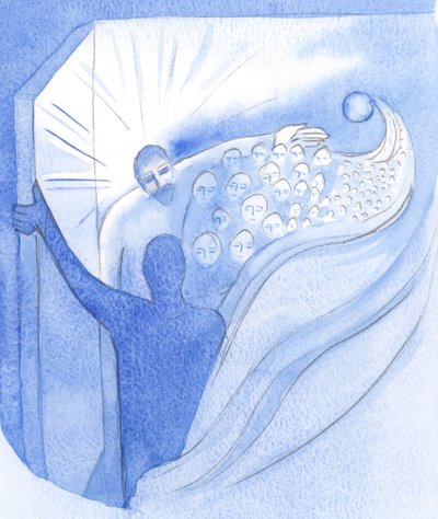 At the Ascension Christ, our brother, returned to the Father in triumph and opened a pathway to Heaven for us, 2001 by Elizabeth Wang