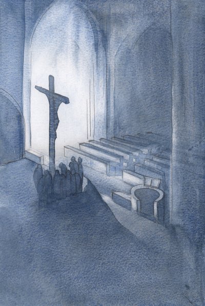 At the Mass we offer in thanksgiving a holy and living Sacrifice. by Elizabeth Wang