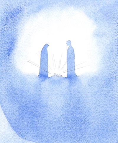 At the sight of the miraculous baby (whose Mother stood before Him in still-virginal sanctity) St. Joseph was powerfully rewarded for his faith. by Elizabeth Wang