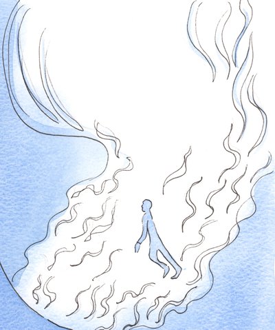 Children of God are at play in His Presence, it seems, amongst the tendrils of flame with which the Father reaches out from the great, bright fire of the Godhead by Elizabeth Wang