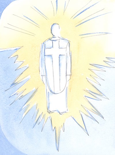 Christ - almost unbearingly dazzling, regal and powerful - now reigns in heaven, true man and true God, our High Priest by Elizabeth Wang