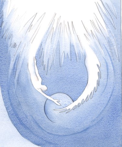 Christ and the Holy Spirit are like two arms from the Father which embrace the Earth by Elizabeth Wang