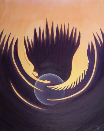 Christ and the Holy Spirit are like two arms from the Father which embrace the Earth by Elizabeth Wang