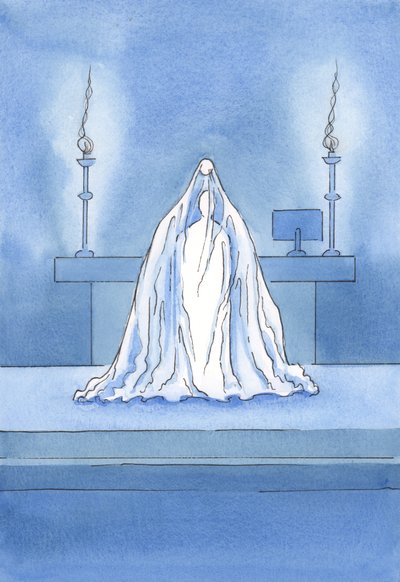 Christ is truly Present, but it is as if a veil hides Him from our gaze. by Elizabeth Wang