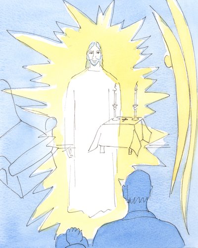 Christ our God Who reigns in Eternal Glory, is Really Present in the Blessed Sacrament in church, and in the homes of the sick who receive Holy Communion by Elizabeth Wang