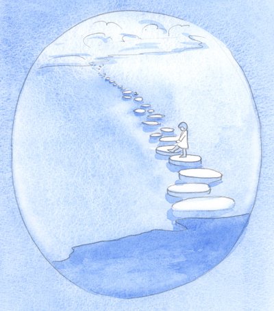 Christ showed me the simple way: through faith and trust in Him I am making my way to eternity, like a child who walks on stepping-stones by Elizabeth Wang