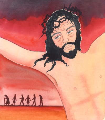 Christ spoke at the Consecration of the wine, saying "I shed My Blood for them" by Elizabeth Wang