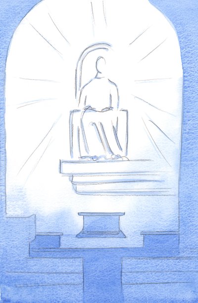 Christ was seated on a Heavenly throne, within our Sanctuary. Christ our God is worthy of the sufferings we bear for love of Him by Elizabeth Wang