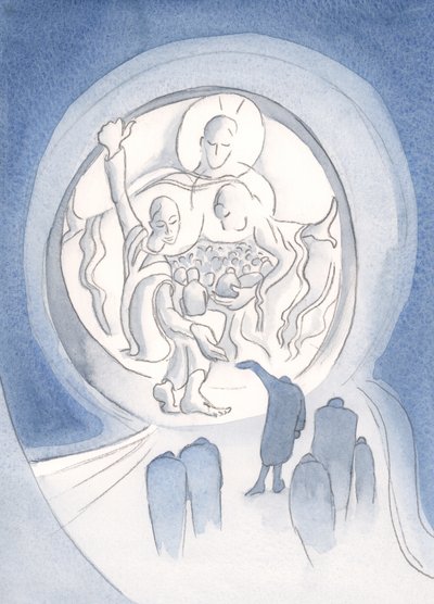 Christ welcomes the contrite and willing soul into the heart of the Holy Trinity. "Those who hide in Him shall not be condemned" (Ps 33). by Elizabeth Wang