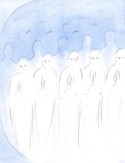 Departed Souls Who Have Been Faithful Yet Who Now Undergo Purification, Are Yet at Peace, Suffering Gladly, to Be Worthy of God by Elizabeth Wang