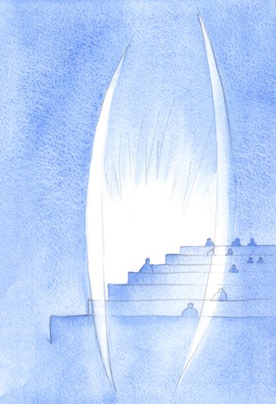 God guards the soul. He guards worthily the soul which receives Christ in Holy Communion. Holy Angels stand beside us, in reverent silence, 2002 by Elizabeth Wang