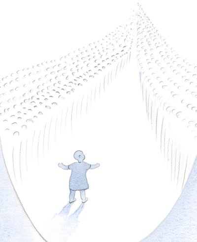 God our Father watches our first steps in virtue and grace, as though watching a baby who walks towards the saints, who encourage us by their prayers and example by Elizabeth Wang