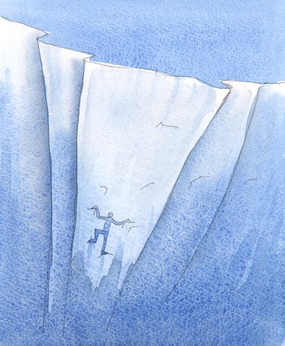 I saw a person clinging to the wall of the Abyss, hurling insults up towards Christ, yet in danger - at the least violent movement - of falling into the depths by Elizabeth Wang