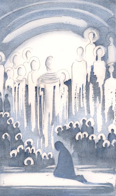 I saw the glory of the gathering of those who worship God in Heaven, whilst we worship on Earth by Elizabeth Wang