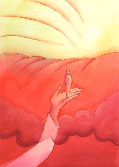 In contemplation Christ lifts us above earthly thoughts to the edge of Heaven by Elizabeth Wang