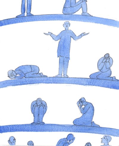 In the lower depths of Purgatory are souls - like desperate people in a mediaeval dungeon who huddle close to the walls - who have no-one to pray for them by Elizabeth Wang