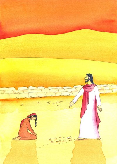 Jesus forgives the woman caught in adultery, 2006 by Elizabeth Wang