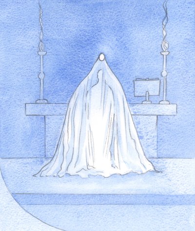Jesus is God-with-us, at the consecration, veiling His glory, yet all the glory hidden from us here is here offered to the Father by Elizabeth Wang