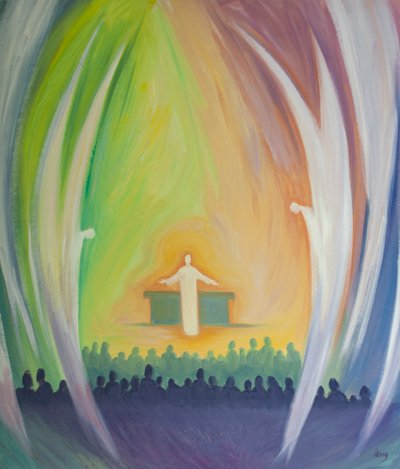 Jesus is truly Present with us in the Mass, adored by the angels by Elizabeth Wang