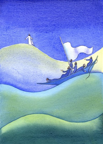 Jesus walks on the water, 2001 by Elizabeth Wang