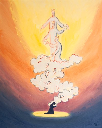Our prayers for others rise up like letters carried on a cloud of incense to the floor of Heaven, to God the Holy Trinity, bearing all the names of our dear ones by Elizabeth Wang