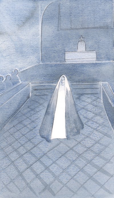 She who is pure like Christ, stood amongst these Dominican friars in Oxford who live for Her Son, bound by their three-fold vows, 2000 by Elizabeth Wang
