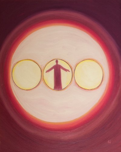 The Blessed Trinity can be seen as a Triple Light with Christ the God-man at the centre, 2003 by Elizabeth Wang