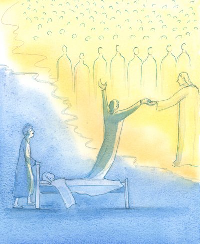 The Holy Soul who is ready for Heaven is met not only by Christ, but also by His holy Mother and all the Saints by Elizabeth Wang