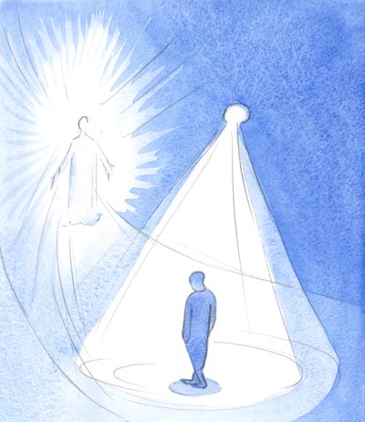 The Most Holy Spirit is like a lamp, shining above us, as we make our way towards Christ in Heaven, 2001 by Elizabeth Wang