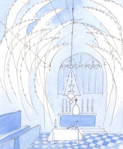 The angels surround the sanctuary at Mass by Elizabeth Wang