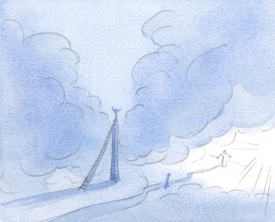 The impatient soul (Christ showed me) builds a high tower, straining for light, instead of steadily following the low, narrow road. by Elizabeth Wang