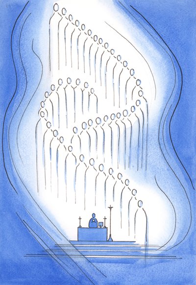 The saints are present with us in the sanctuary by Elizabeth Wang