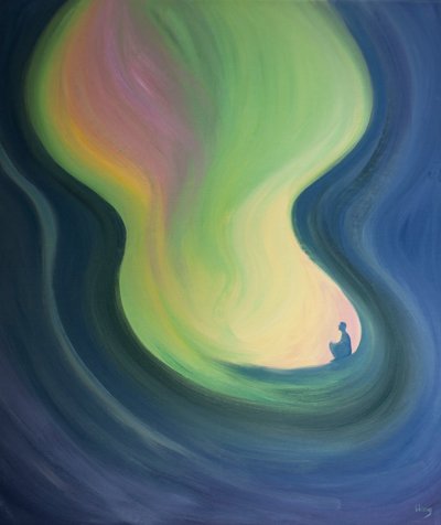 The soul is like a cavern which Christ purifies and enlarges as He pours his light within it in prayer by Elizabeth Wang