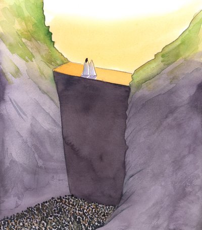 The wall of sin, which separates us from God, is scaled only by Christ, Who stands with His mother. He alone can help us to reach the Glory of Heaven by Elizabeth Wang