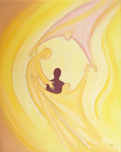 Through faith, baptism, and loving obedience, we share in the life of the Holy Trinity. by Elizabeth Wang