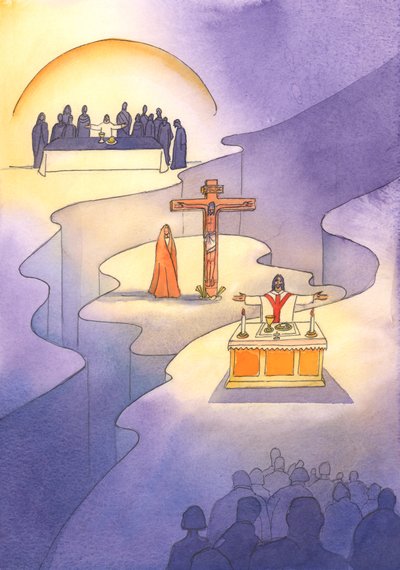 Through the Eucharist, which was instituted at the Last Supper, the Sacrifice of Calvary is re-presented in every generation. by Elizabeth Wang
