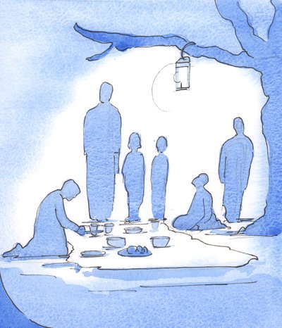 Time for a Halt: As the pilgrim family uses its provisions, so the Church enjoys light, leadership, food, and means of maintenance and mission, 2003 by Elizabeth Wang