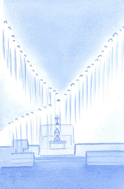 We do well to greet the Holy Angels who, on guard, praying, fill the Holy place which is our sanctuary by Elizabeth Wang