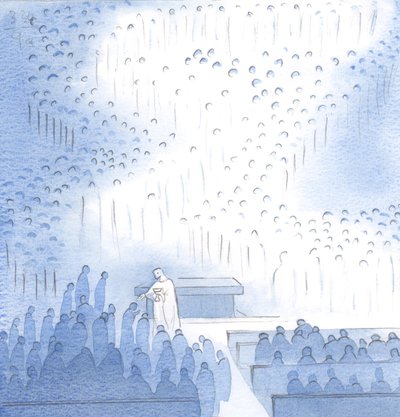 What peace is given by Christ, in Communion, with the great company of the angels and saints gathered here in joy by Elizabeth Wang