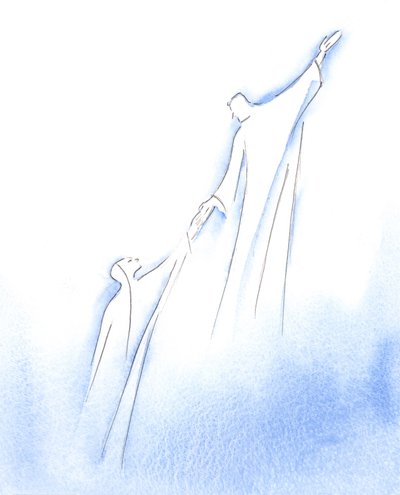 When the Blessed Virgin Mary reached the end of her life, she was lifted into glory by Christ her beloved Son by Elizabeth Wang