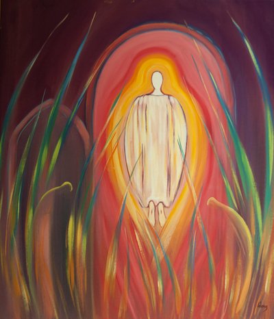 With the angels we adore Christ in the Blessed Sacrament as he waits for us and prays for us by Elizabeth Wang