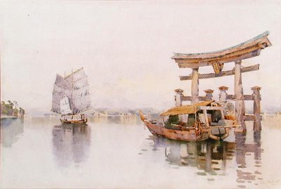 Torii Gate at the Entrance to the Itsukushima Shrine, Miyijima, Japan by Ella Du Cane