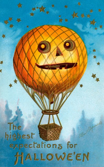 A Halloween Pumpkin Hot Air Balloon by Ellen Hattie Clapsaddle