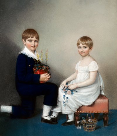 Charles (aged six) and Catherine Darwin by Ellen Sharples